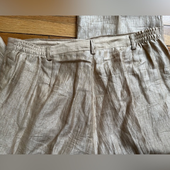 Un Jour Ailleurs Linen Blend Pant Suit Jacket Blazer Gold Metallic US 12 - Picture 12 of 12